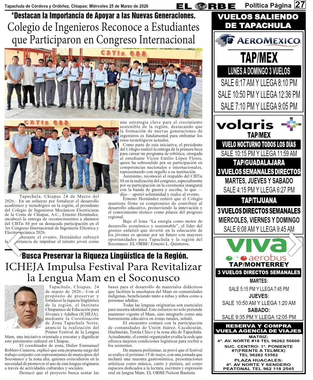 Impulsa talento joven: Colegio de Ingenieros reconoce a estudiantes y entrega beca en robótica en Tapachula